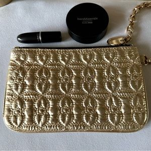 Deux Lux, Bags, Deux Lux Gold Metallic Quilted Wristlet Clutch With Chain